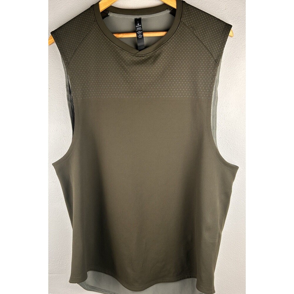 Lululemon Peak Potential Sleeveless Shirt Mens L Dark Olive Mesh Tank LM3BCDS